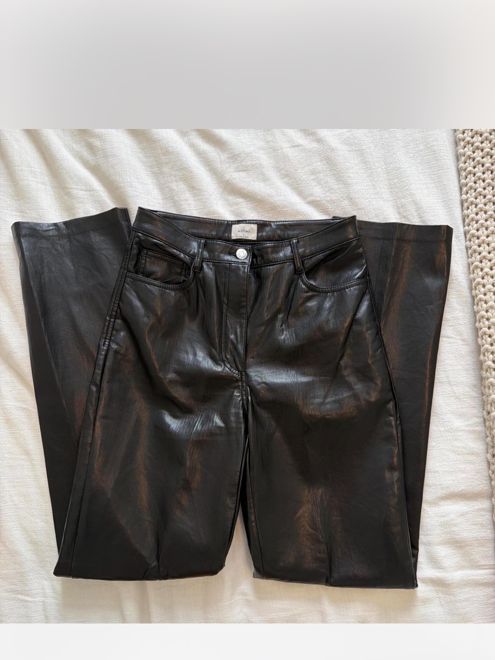 Aritzia Faux Leather Straight-Leg Pants - Black